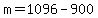 +m=1096-900+
