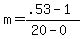 +m+=+%28.53+-+1%29+%2F%2820+-+0%29