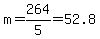 +m+=+264%2F5+=+52.8+