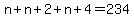 +n+%2B+n+%2B+2+%2B+n+%2B+4+=+234+