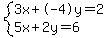 +system%28+%0D%0A++++3%5Cx+%2B+-4%5Cy+=+2%2C%0D%0A++++5%5Cx+%2B+2%5Cy+=+6+%29%0D%0A++