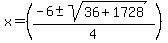 +x=%28%28-6%2B-sqrt%2836%2B1728%29%29%2F4%29+