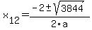 +x%5B12%5D+=+%28-2%2B-sqrt%28+3844+%29%29%2F2%5Ca