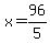 +x+=+96%2F5+