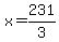 +x+=+231%2F3+