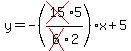 +y+=+-%28cross%2815%29%2A5%2Fcross%286%292%29x+%2B+5