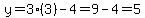 +y+=+3%283%29+-+4+=+9+-+4+=+5+
