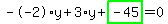 --2%2Ay%2B3%2Ay%2Bhighlight_green%28+-45+%29=0