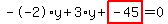 --2%2Ay%2B3%2Ay%2Bhighlight_red%28+-45+%29=0