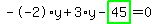 --2%2Ay%2B3%2Ay-highlight_green%28+45+%29=0