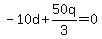 -10d+%2B+50q%2F3+=+0