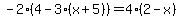-2%284-3%28x%2B5%29%29+=+4%282-x%29