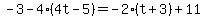 -3-4%284t-5%29=-2%28t%2B3%29%2B11