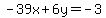 -39x+%2B+6y+=+-3