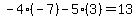 -4%2A%28-7%29-5%2A%283%29=13