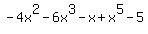 -4x%5E2-6x%5E3-x%2Bx%5E5-5