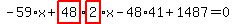 -59%2Ax%2Bhighlight_red%28+48+%29%2Ahighlight_red%28+2+%29%2Ax-48%2A41%2B1487=0