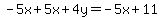 -5x%2B5x%2B4y=-5x%2B11