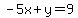 -5x%2By=9