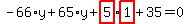 -66%2Ay%2B65%2Ay%2Bhighlight_red%28+5+%29%2Ahighlight_red%28+1+%29%2B35=0
