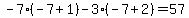 -7%28-7%2B1%29-3%28-7%2B2%29=57