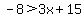 -8+%3E+3x+%2B+15
