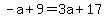 -a%2B9=3a%2B17