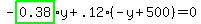 -highlight_green%28+0.38+%29%2Ay%2B.12%2A%28-y%2B500%29=0
