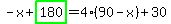 -x%2Bhighlight_green%28+180+%29=4%2A%2890-x%29%2B30