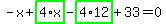 -x%2Bhighlight_green%28+4%2Ax+%29-highlight_green%28+4%2A12+%29%2B33=0