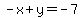 -x%2By=-7