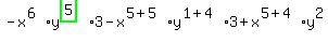 -x%5E%286%29%2Ay%5E%28highlight_green%28+5+%29%29%2A3-x%5E%285%2B5%29%2Ay%5E%281%2B4%29%2A3%2Bx%5E%285%2B4%29%2Ay%5E2