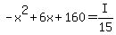 -x%5E2+%2B+6x+%2B+160+=+I%2F15