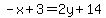 -x+%2B+3+=+2y+%2B+14