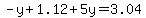 -y+%2B+1.12%2B+5y+=+3.04
