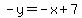 -y+=+-x+%2B+7