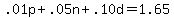 .01p + .05n + .10d = 1.65