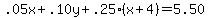 .05x%2B.10y%2B.25%28x%2B4%29=5.50