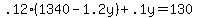 .12%281340-1.2y%29%2B.1y=130