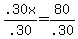 .30x/.30=80/.30