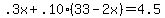 .3x%2B.10%2833-2x%29=4.5