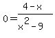 0=%284-x%29%2F%28x%5E2-9%29