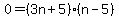 0+=+%283n+%2B+5%29%28n-5%29