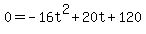 0+=+-16t%5E2%2B20t%2B120