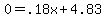 0+=+.18x+%2B+4.83