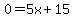 0+=+5x%2B15