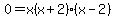 0+=+x%28x%2B2%29%28x-2%29