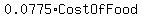 0.0775*CostOfFood