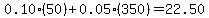 0.10%2850%29%2B0.05%28350%29=22.50