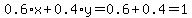 0.6%2Ax+%2B+0.4%2Ay+=+0.6+%2B+0.4+=+1